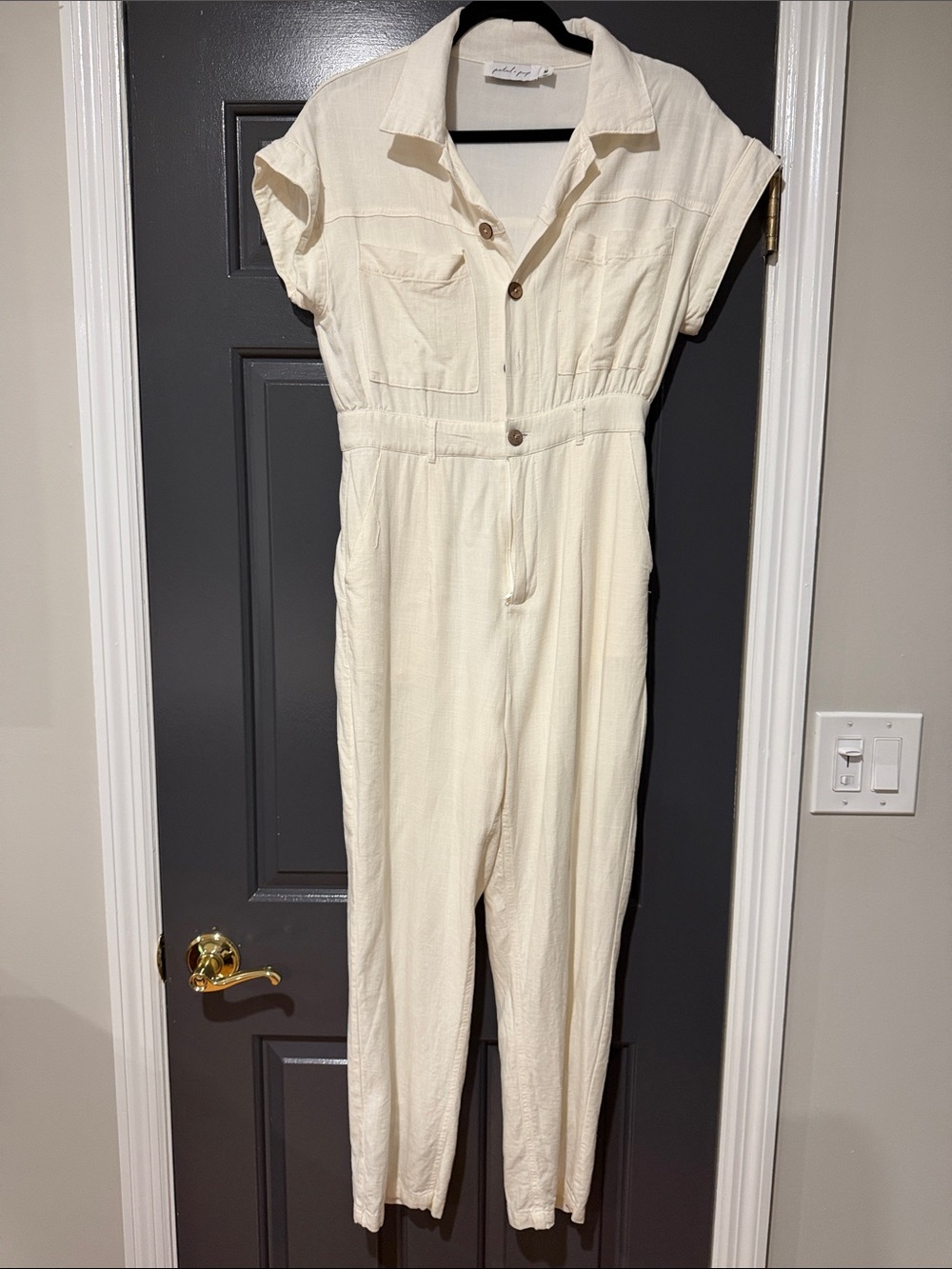 Petal & Pup Cream Short-Sleeve Utility Jumpsuit